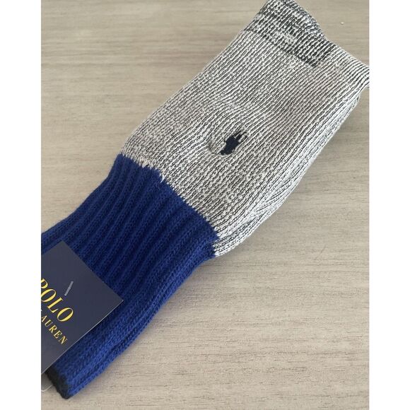 Polo Ralph Lauren Men’s Wool Blend Royal Blue Grey Winter Crew Socks Size 10-13 - Picture 2 of 6